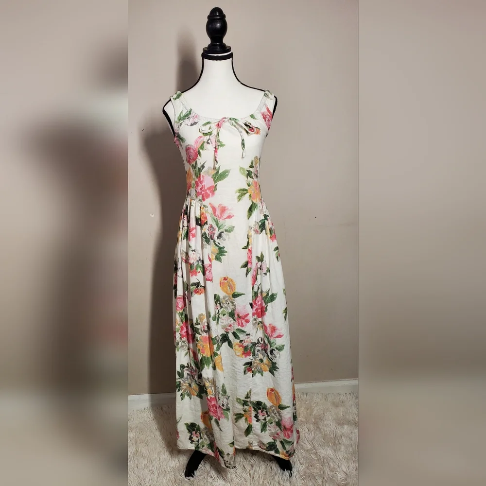 Tach Shisha Linen Floral Maxi Dress Multicolor Size XS - Picture 6 of 15